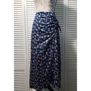 Future Collective Faux Wrap Maxi Skirt Women's/Juniors Size 17 Blue Floral Lined